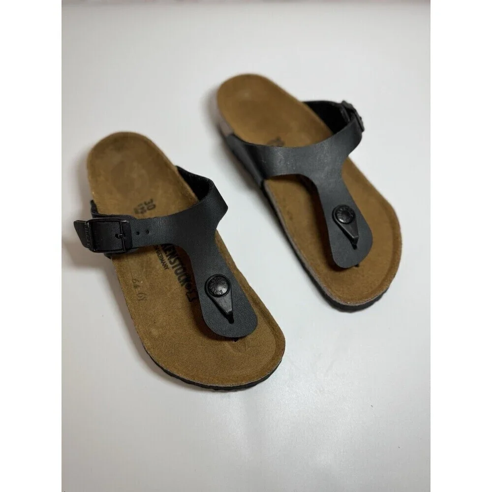 Birkenstock Gizeh Birko-Flor Sandals Black Kids Size US C 12 EU 30 Girls NARROW